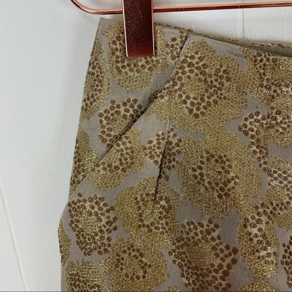 J.Crew Factory Gold Metallic Print Short Skirt - Picture 5 of 7